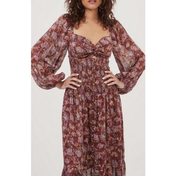 💕ASTR💕 Arlette Floral Sweetheart Long Sleeve Maxi Dress Floral Print Small NWT - Picture 8 of 16